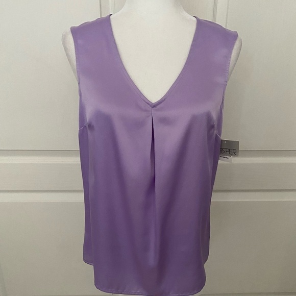 NWT Kasper Lavender V-Neck Sleeveless Blouse Top | Size Small | 100% Polyester - Picture 1 of 10
